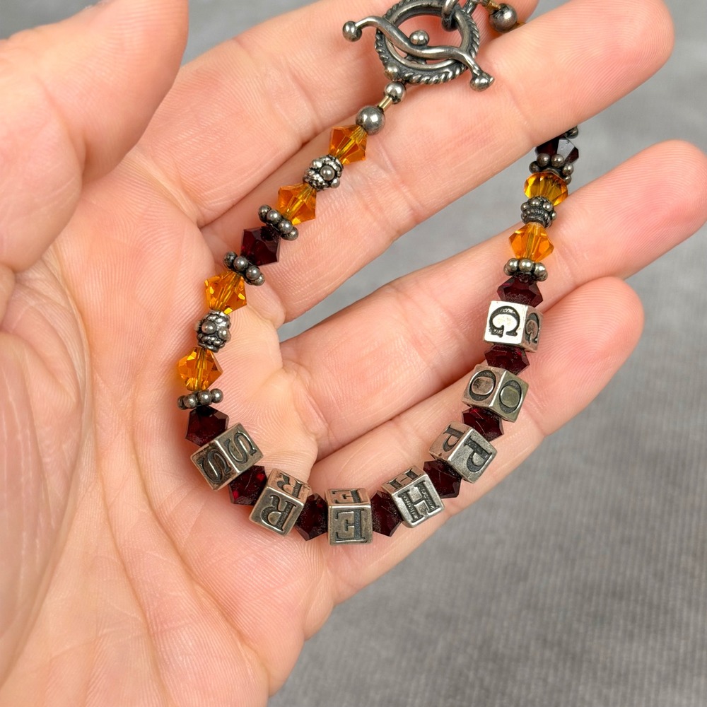 Minnesota Gophers Bracelet Maroon Gold Crystal Beaded Toggle Clasp 925 Jewelry